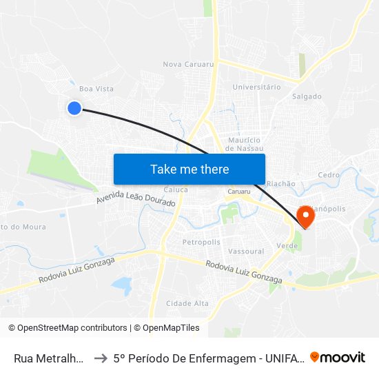 Rua Metralha, 120 to 5º Período De Enfermagem - UNIFAVIP I Devry map