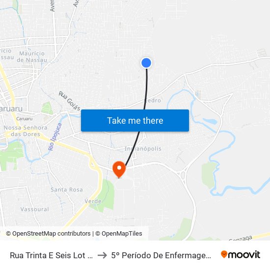 Rua Trinta E Seis Lot Cid Jardim, 110 to 5º Período De Enfermagem - UNIFAVIP I Devry map