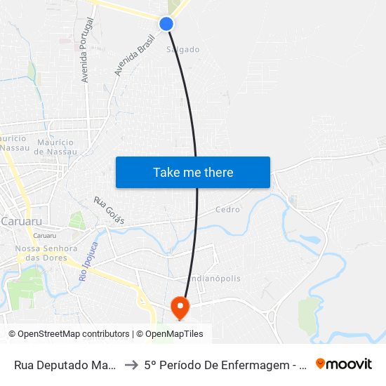 Rua Deputado Magalhaes, 91 to 5º Período De Enfermagem - UNIFAVIP I Devry map