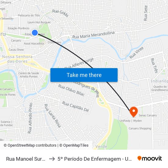 Rua Manoel Surubim, 43 to 5º Período De Enfermagem - UNIFAVIP I Devry map