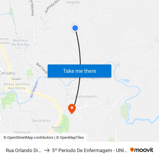 Rua Orlando Dias, 279 to 5º Período De Enfermagem - UNIFAVIP I Devry map