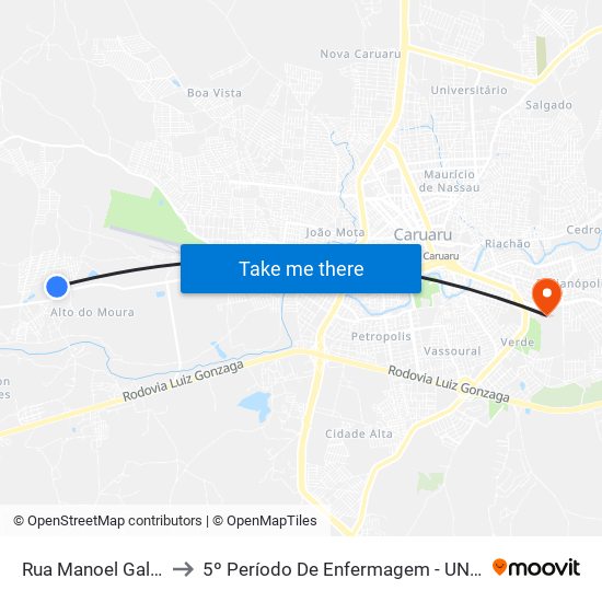 Rua Manoel Galdino, 37 to 5º Período De Enfermagem - UNIFAVIP I Devry map