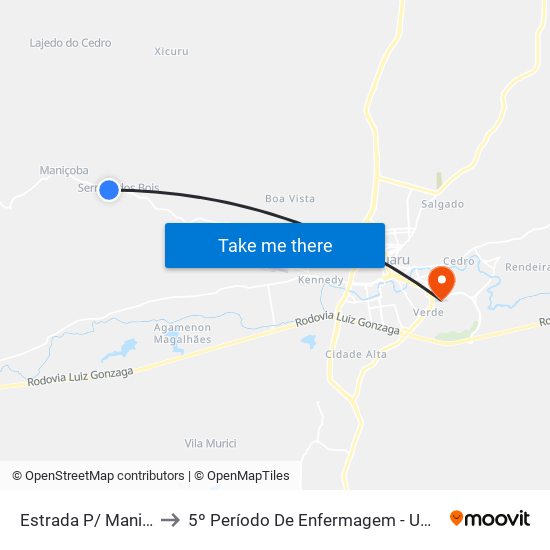 Estrada P/ Maniçoba,01 to 5º Período De Enfermagem - UNIFAVIP I Devry map