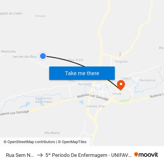 Rua Sem Nome to 5º Período De Enfermagem - UNIFAVIP I Devry map