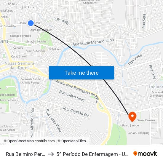 Rua Belmiro Pereira, 301 to 5º Período De Enfermagem - UNIFAVIP I Devry map