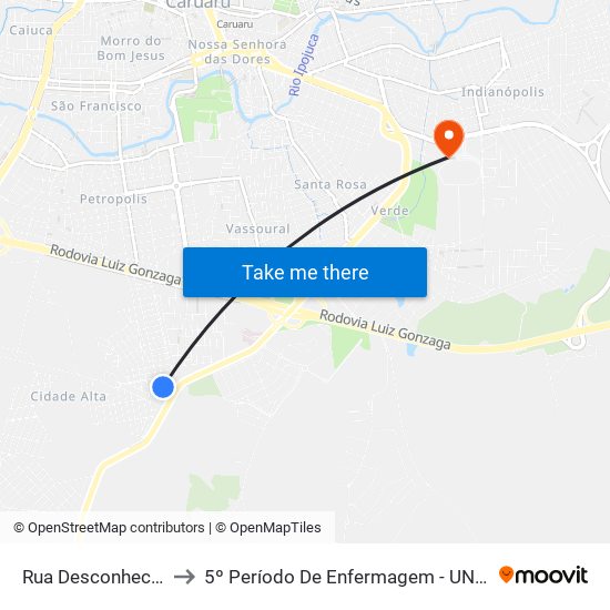 Rua Desconhecida, S/N to 5º Período De Enfermagem - UNIFAVIP I Devry map