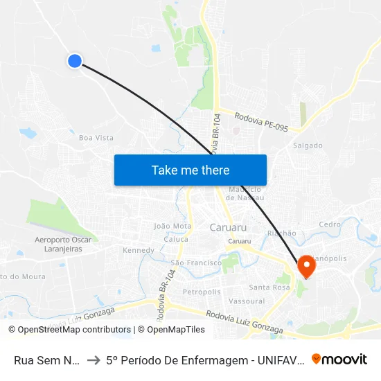 Rua Sem Nome to 5º Período De Enfermagem - UNIFAVIP I Devry map