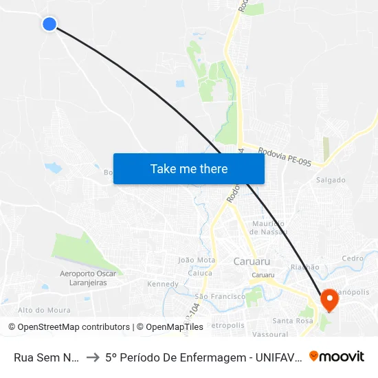 Rua Sem Nome to 5º Período De Enfermagem - UNIFAVIP I Devry map