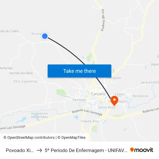 Povoado Xicuru to 5º Período De Enfermagem - UNIFAVIP I Devry map