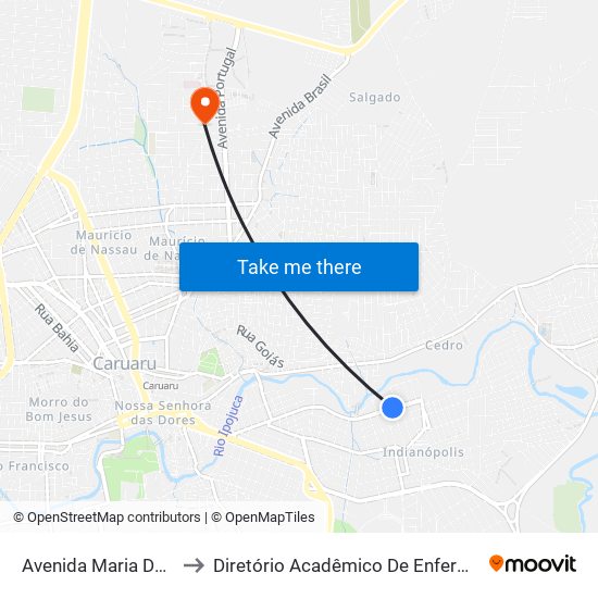 Avenida Maria De Souza Monteiro, 287 to Diretório Acadêmico De Enfermagem Irmã Ruth - Faculdade ASCES map