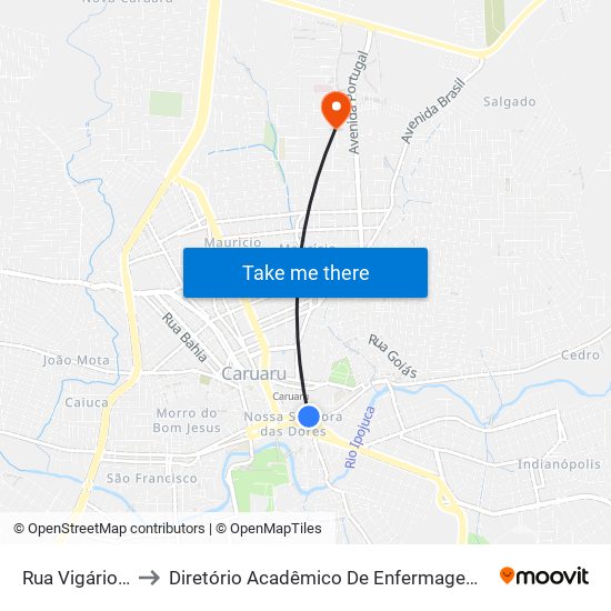 Rua Vigário Freire, 257 to Diretório Acadêmico De Enfermagem Irmã Ruth - Faculdade ASCES map