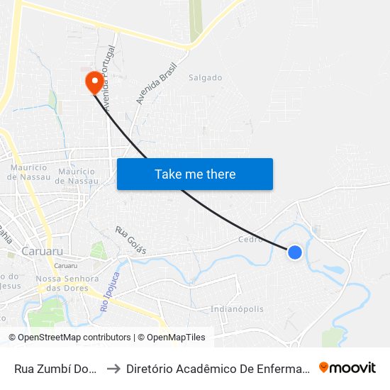 Rua Zumbí Dos Palmares, 108a to Diretório Acadêmico De Enfermagem Irmã Ruth - Faculdade ASCES map