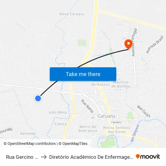Rua Gercino Quaresma 50 to Diretório Acadêmico De Enfermagem Irmã Ruth - Faculdade ASCES map