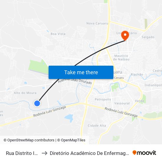 Rua Distrito Indl Caruaru, 11 to Diretório Acadêmico De Enfermagem Irmã Ruth - Faculdade ASCES map