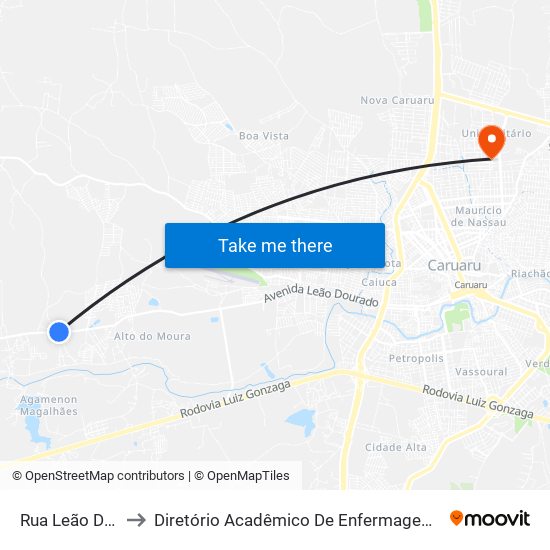 Rua Leão Dourado, 300 to Diretório Acadêmico De Enfermagem Irmã Ruth - Faculdade ASCES map