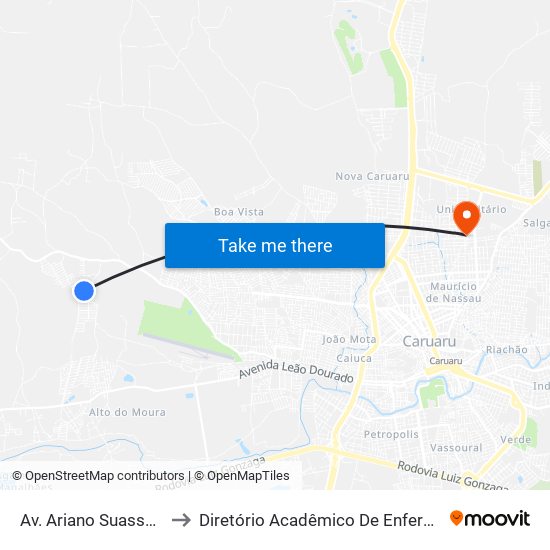 Av. Ariano Suassuna, Caruaru - Pe, Brasil to Diretório Acadêmico De Enfermagem Irmã Ruth - Faculdade ASCES map