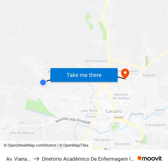 Av. Viana E Moura to Diretório Acadêmico De Enfermagem Irmã Ruth - Faculdade ASCES map