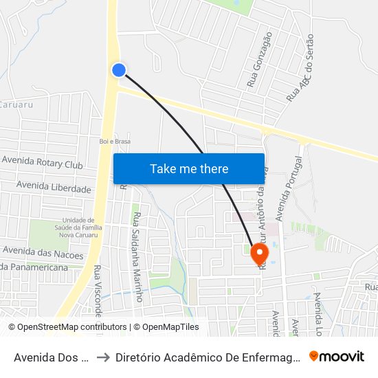 Avenida Dos Estados, 2136 to Diretório Acadêmico De Enfermagem Irmã Ruth - Faculdade ASCES map