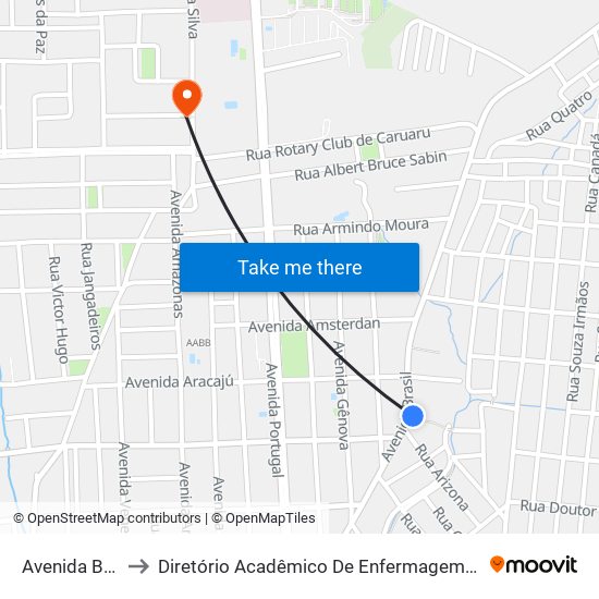 Avenida Brasil, 1730 to Diretório Acadêmico De Enfermagem Irmã Ruth - Faculdade ASCES map