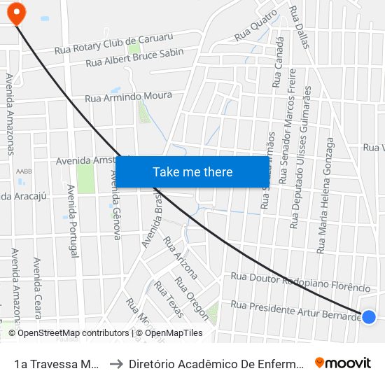 1a Travessa Maria Antônieta, 849 to Diretório Acadêmico De Enfermagem Irmã Ruth - Faculdade ASCES map