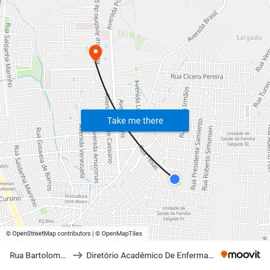 Rua Bartolomeu Anacleto, 515 to Diretório Acadêmico De Enfermagem Irmã Ruth - Faculdade ASCES map