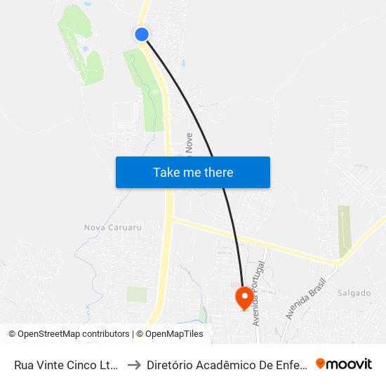 Rua Vinte Cinco Ltm Planalto Normandia, 11 to Diretório Acadêmico De Enfermagem Irmã Ruth - Faculdade ASCES map