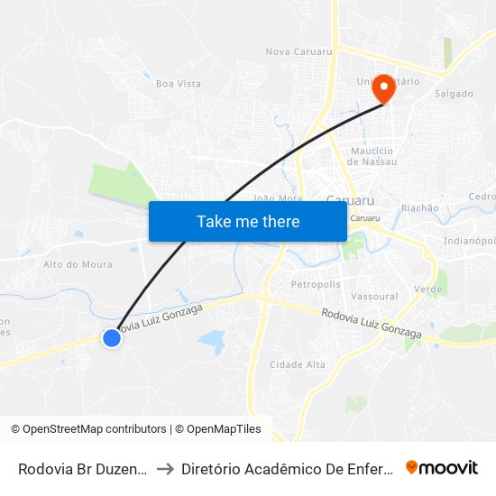 Rodovia Br Duzentos E Trinta E Dois, 351 to Diretório Acadêmico De Enfermagem Irmã Ruth - Faculdade ASCES map