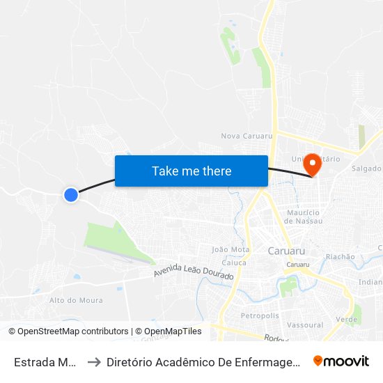 Estrada Maninboça 31 to Diretório Acadêmico De Enfermagem Irmã Ruth - Faculdade ASCES map