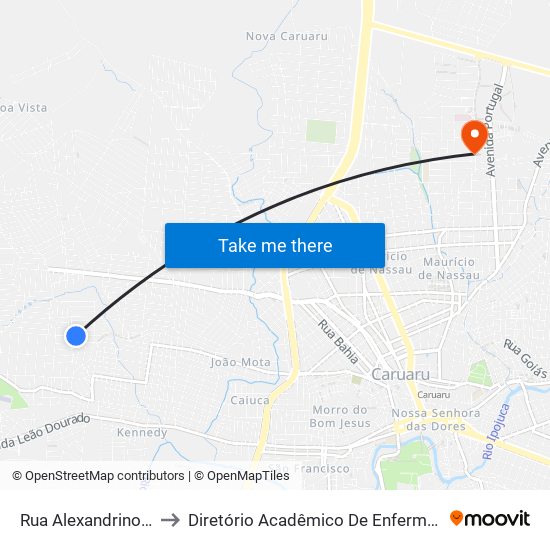 Rua Alexandrino Boa Ventura, 196a to Diretório Acadêmico De Enfermagem Irmã Ruth - Faculdade ASCES map