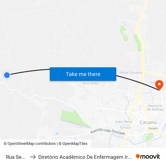 Rua Sem Nome to Diretório Acadêmico De Enfermagem Irmã Ruth - Faculdade ASCES map