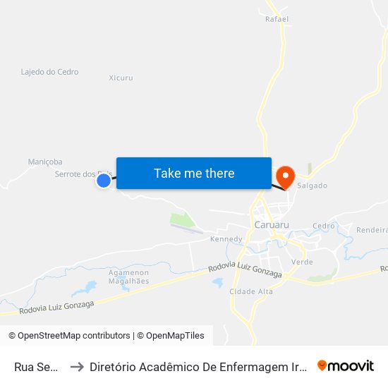 Rua Sem Nome to Diretório Acadêmico De Enfermagem Irmã Ruth - Faculdade ASCES map