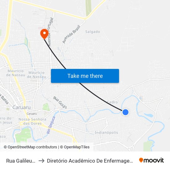 Rua Galileu Galilei, 261 to Diretório Acadêmico De Enfermagem Irmã Ruth - Faculdade ASCES map