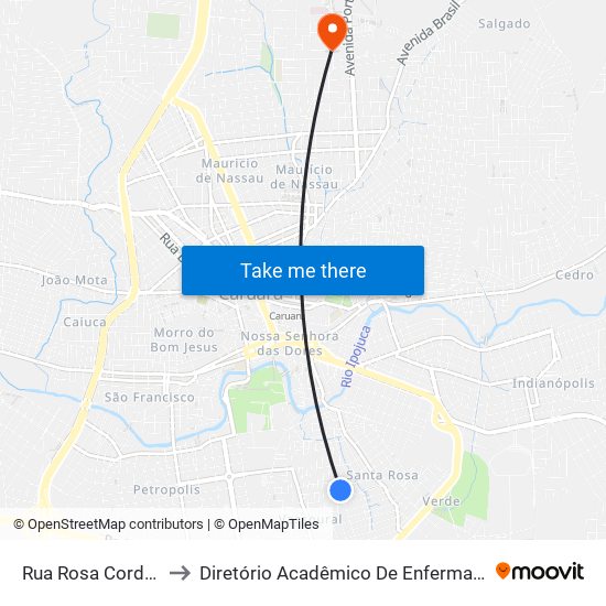 Rua Rosa Cordeiro De Melo, 318 to Diretório Acadêmico De Enfermagem Irmã Ruth - Faculdade ASCES map