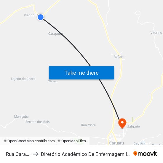 Rua Carapotos, 90 to Diretório Acadêmico De Enfermagem Irmã Ruth - Faculdade ASCES map