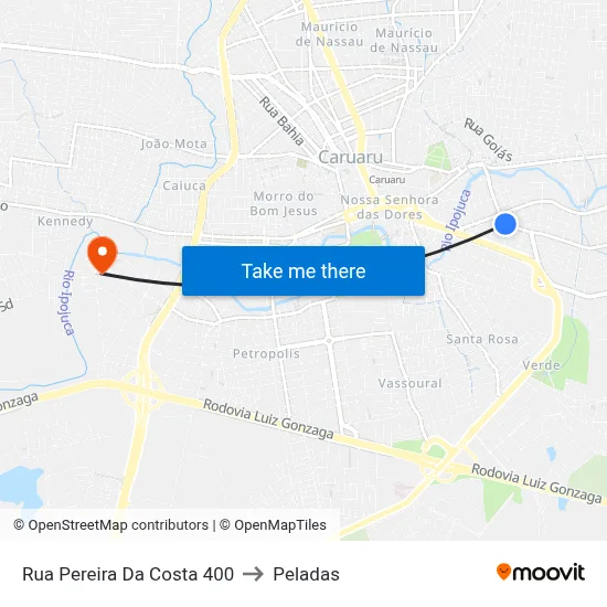 Rua Pereira Da Costa 400 to Peladas map