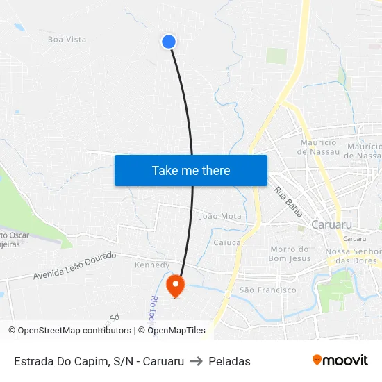 Estrada Do Capim, S/N - Caruaru to Peladas map