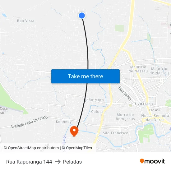 Rua Itaporanga 144 to Peladas map
