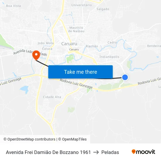 Avenida Frei Damião De Bozzano 1961 to Peladas map