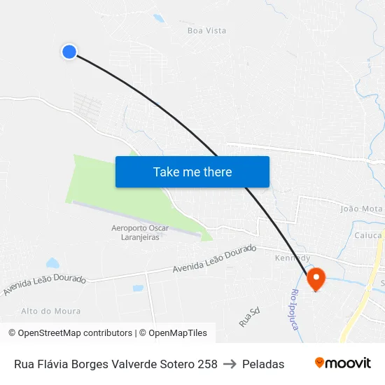 Rua Flávia Borges Valverde Sotero 258 to Peladas map