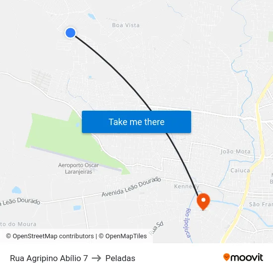 Rua Agripino Abílio 7 to Peladas map
