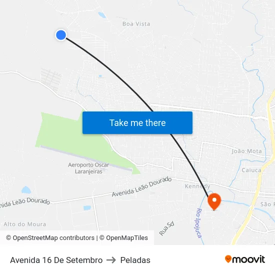 Avenida 16 De Setembro to Peladas map