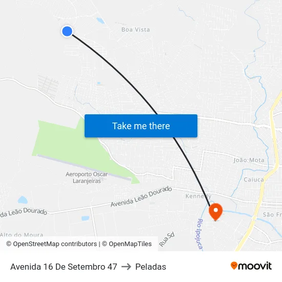 Avenida 16 De Setembro 47 to Peladas map