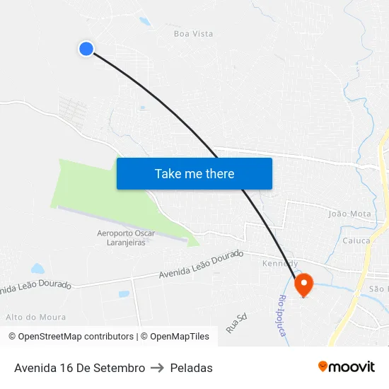 Avenida 16 De Setembro to Peladas map
