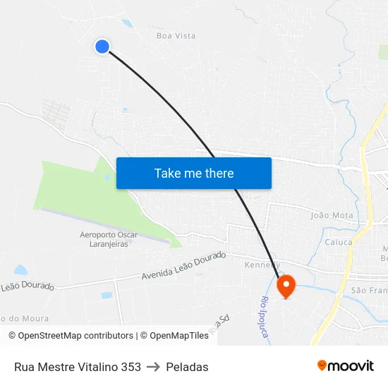 Rua Mestre Vitalino 353 to Peladas map