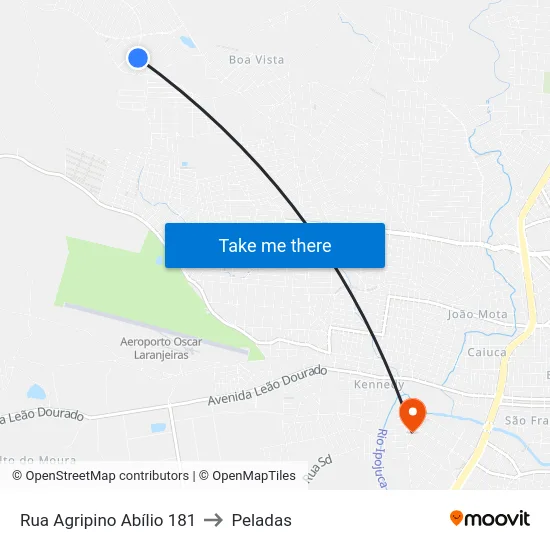 Rua Agripino Abílio 181 to Peladas map