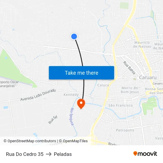 Rua Do Cedro 35 to Peladas map