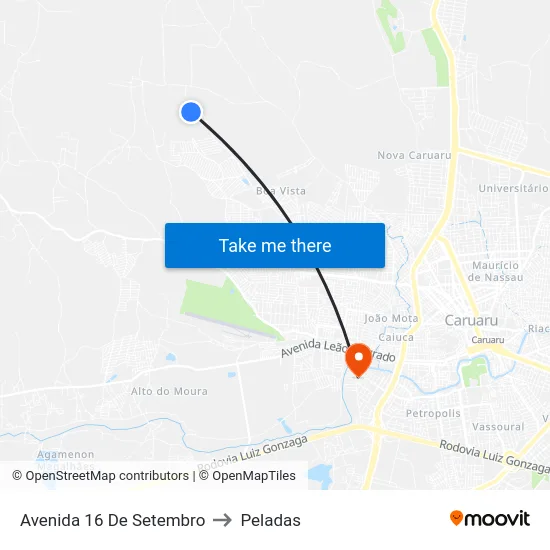 Avenida 16 De Setembro to Peladas map