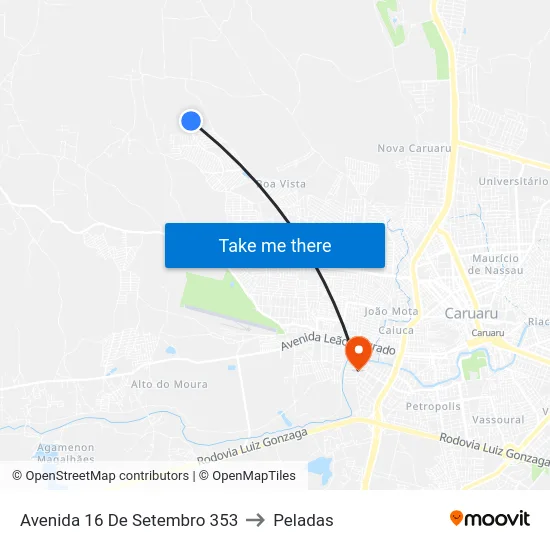 Avenida 16 De Setembro 353 to Peladas map