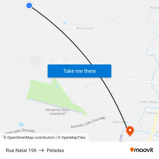 Rua Natal 196 to Peladas map