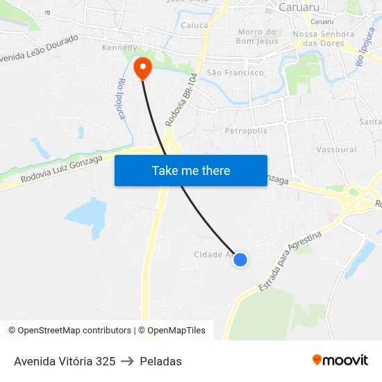 Avenida Vitória 325 to Peladas map